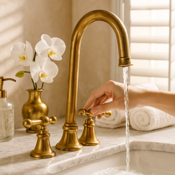 3 Hole Unlacquered Brass Bathroom Faucet, Widespread Brass Bathroom Faucet, Victorian Bathroom Sink Faucet