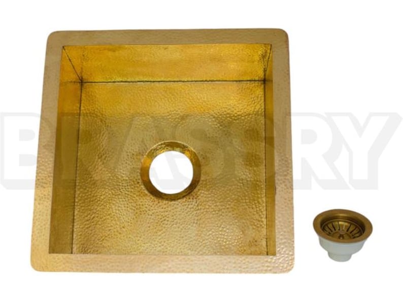 Hand-Hammered Moroccan Brass Bar Sink – Unlacquered Solid Brass Farmhouse Prep Sink for Bar, Hammered Style Water Fixture