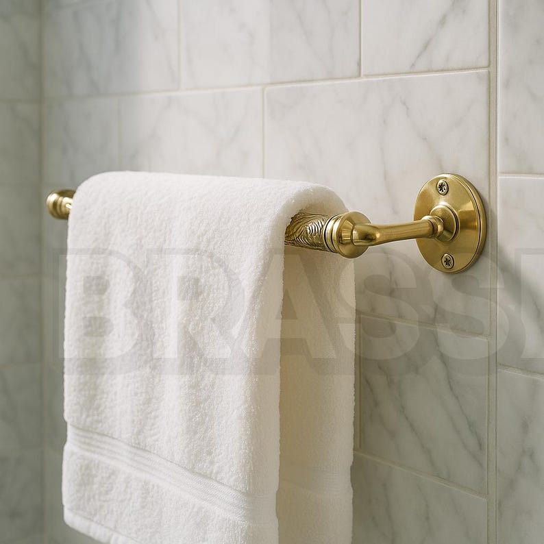 Handmade Solid Brass Towel Ring – Unlacquered Vintage Wall-Mounted Bathroom Holder – Moroccan Style Hand Towel Rack