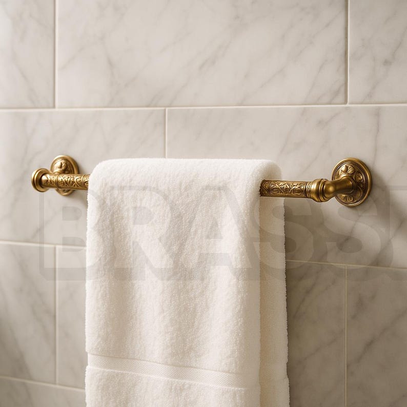 Handmade Solid Brass Towel Ring – Unlacquered Vintage Wall-Mounted Bathroom Holder – Moroccan Style Hand Towel Rack