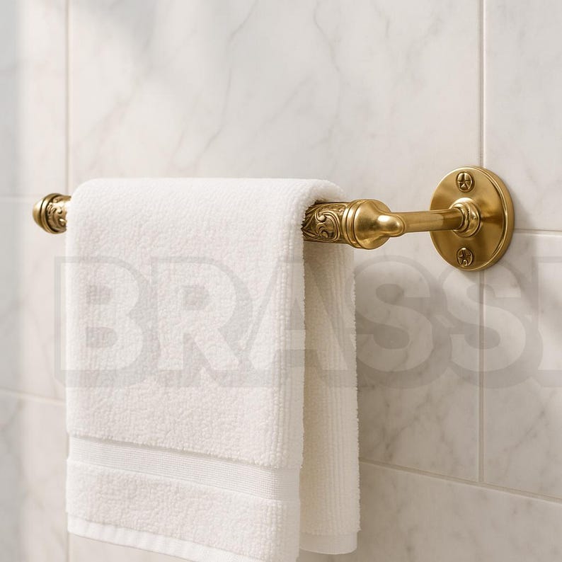 Handmade Solid Brass Towel Ring – Unlacquered Vintage Wall-Mounted Bathroom Holder – Moroccan Style Hand Towel Rack