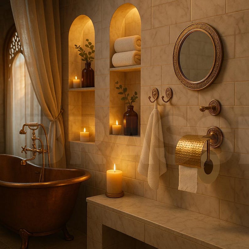 Luxury Brass Toilet Paper Holder – Modern Wall Mount Bathroom Fixture – Polished Gold Finish – Minimalist Hotel Style Bathroom Decor