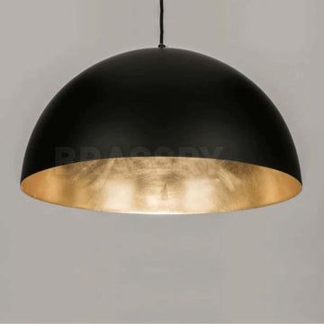 Modern Black and Gold Pendant Light – Handmade Dome Ceiling Light for Kitchen Island, Dining Room or Modern Boho Interiors
