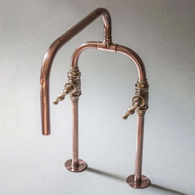 Vintage industrial copper sink tap handmade