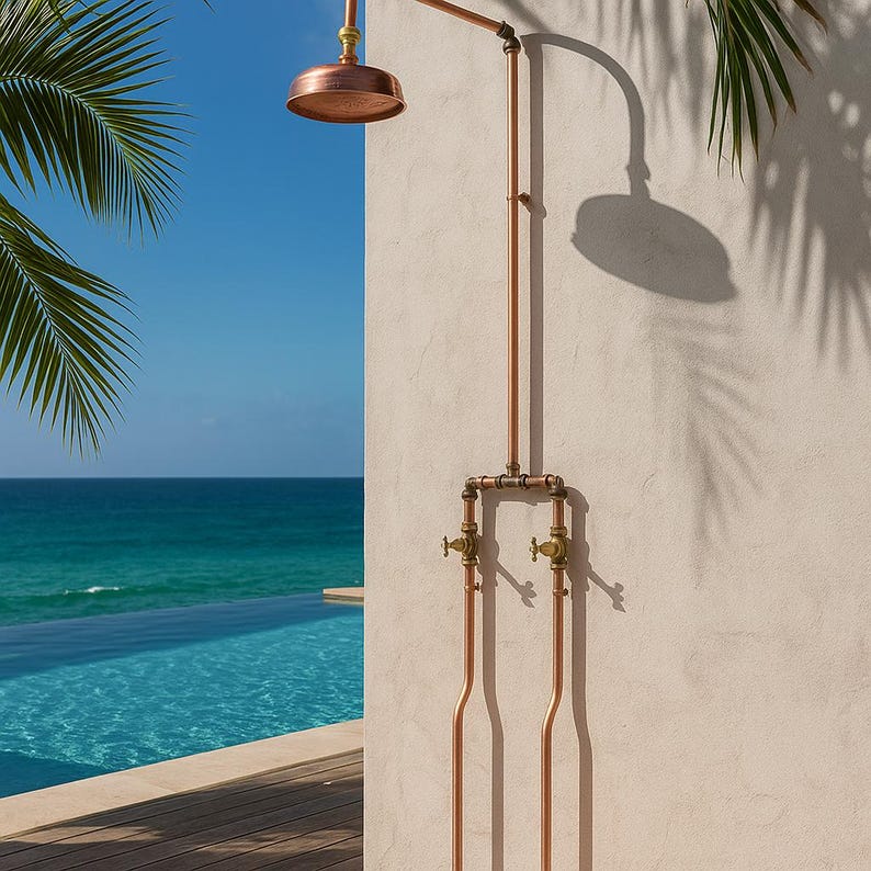 Wall Mounted Outdoor Copper Shower for Backyard & Poolside