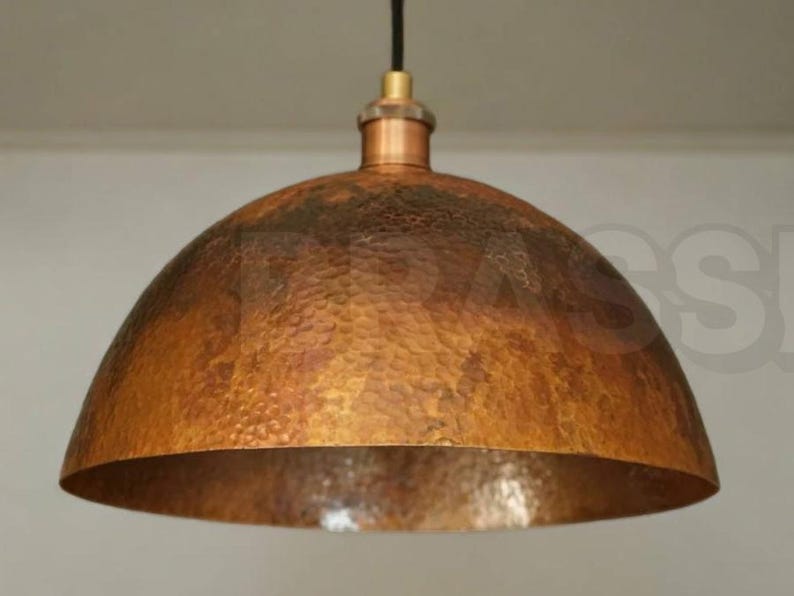 Handcrafted Moroccan hammered copper pendant light with aged finish – boho, rustic, Mediterranean home decor lighting