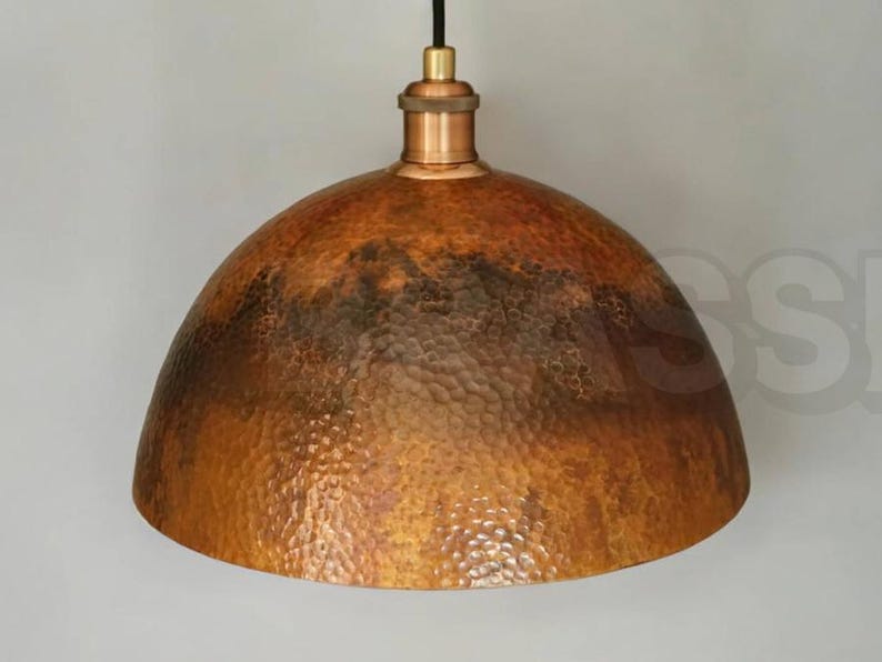 Handcrafted Moroccan hammered copper pendant light with aged finish – boho, rustic, Mediterranean home decor lighting