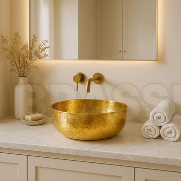 Engraved Moroccan Brass Sink Bowl – Hand-Hammered Bathroom Basin