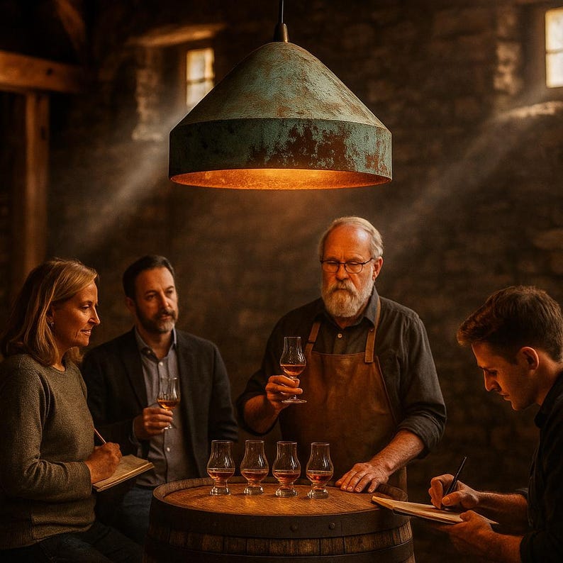 Wide Patinated Copper Pendant Light – Rustic Green Oxidized Ceiling Lamp