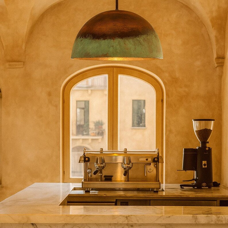 Rusted Moroccan Hammered Copper Pendant Light – Dome Ceiling Fixture