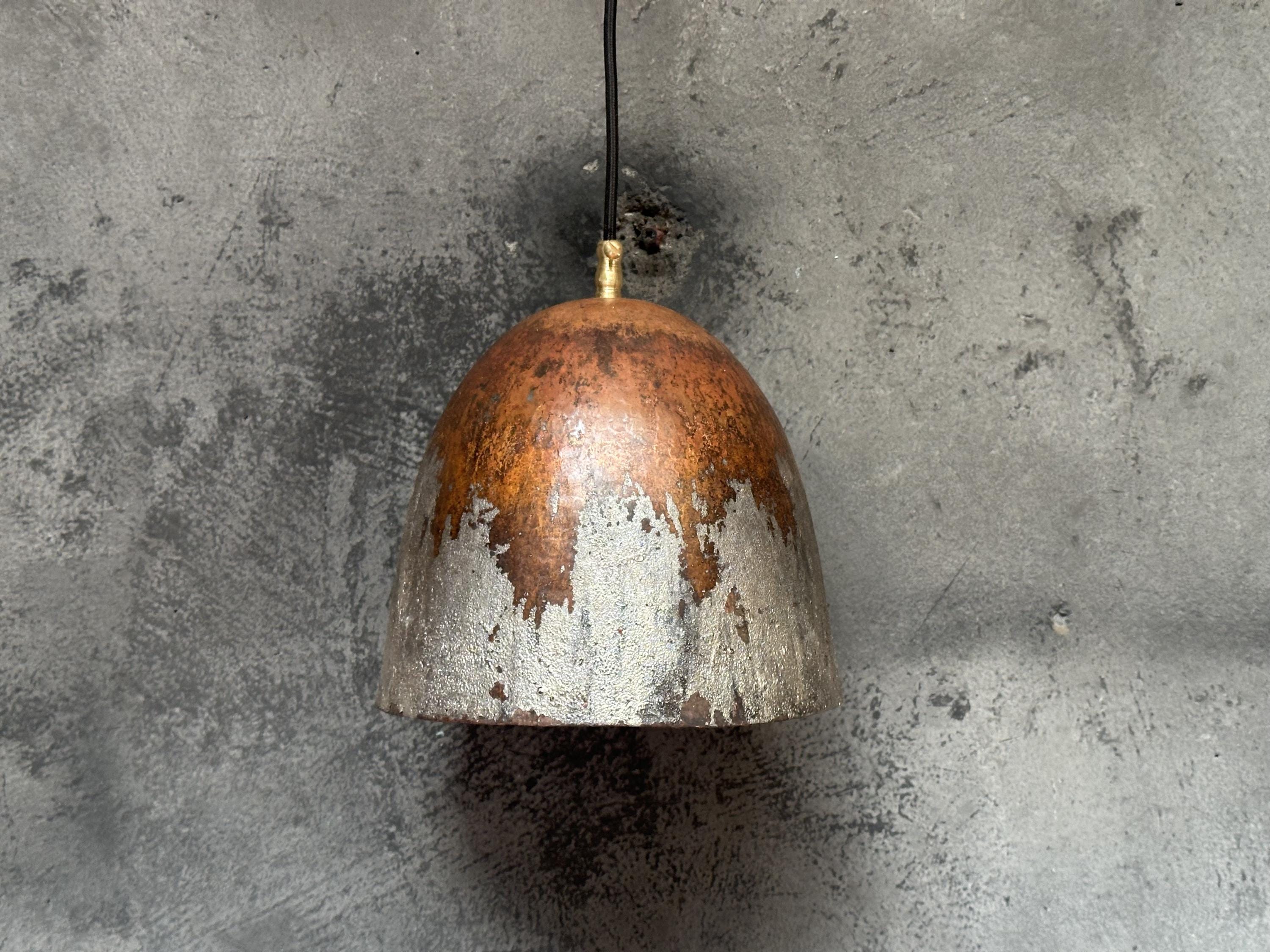 Rustic Pendant lighting Island Kitchen, Vintage Copper Light Fixture . White Patina Handmade Copper Ceiling light