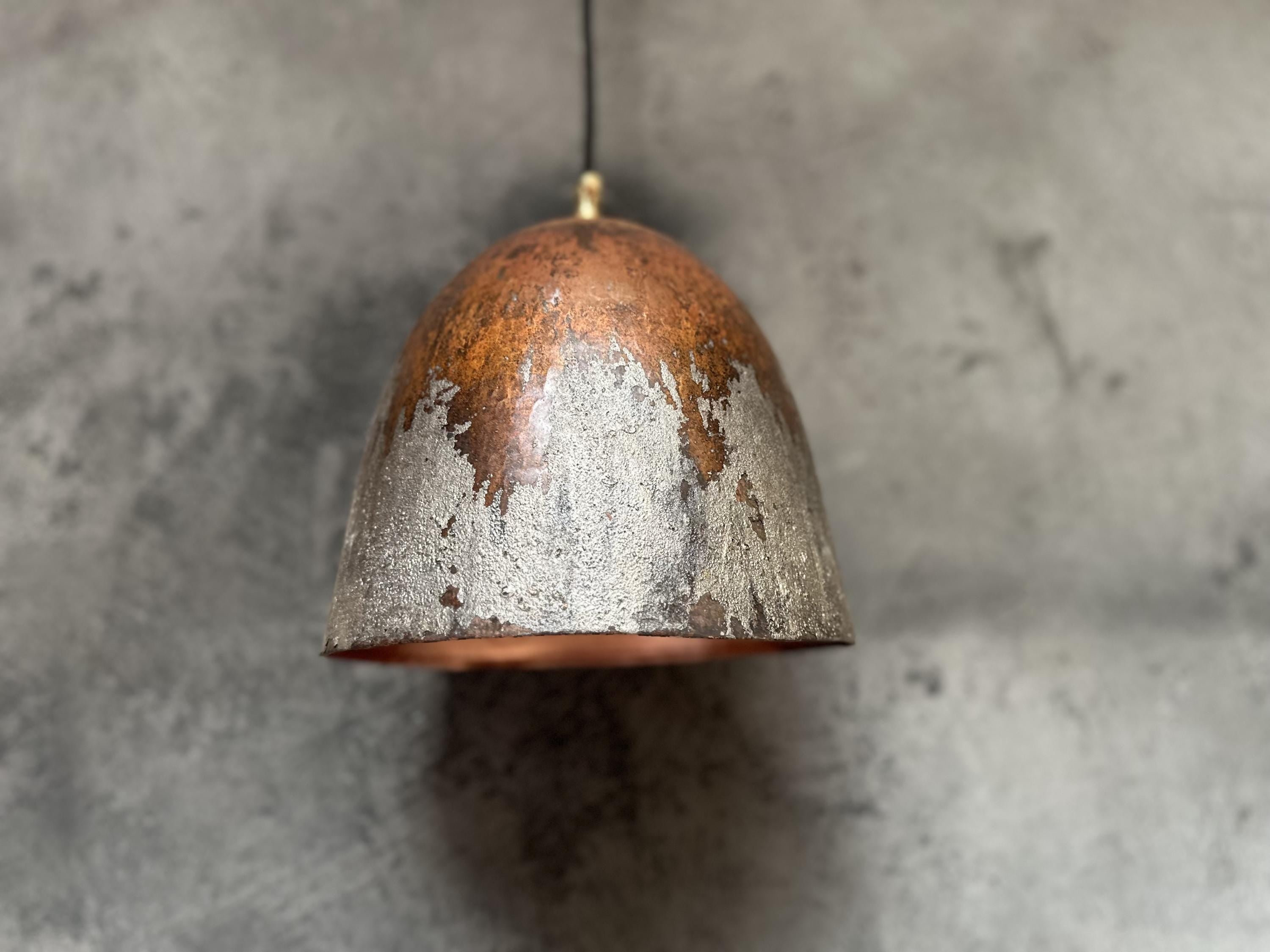 Rustic Pendant lighting Island Kitchen, Vintage Copper Light Fixture . White Patina Handmade Copper Ceiling light