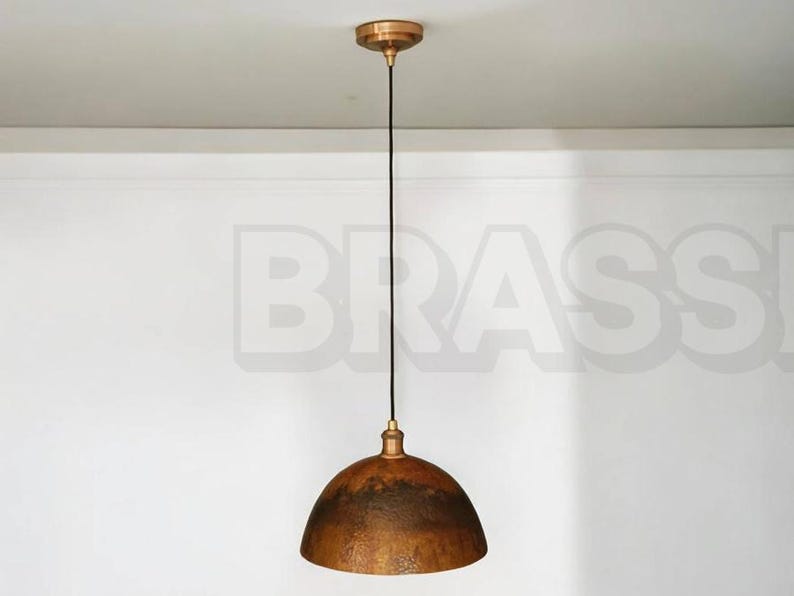 Handcrafted Moroccan hammered copper pendant light with aged finish – boho, rustic, Mediterranean home decor lighting