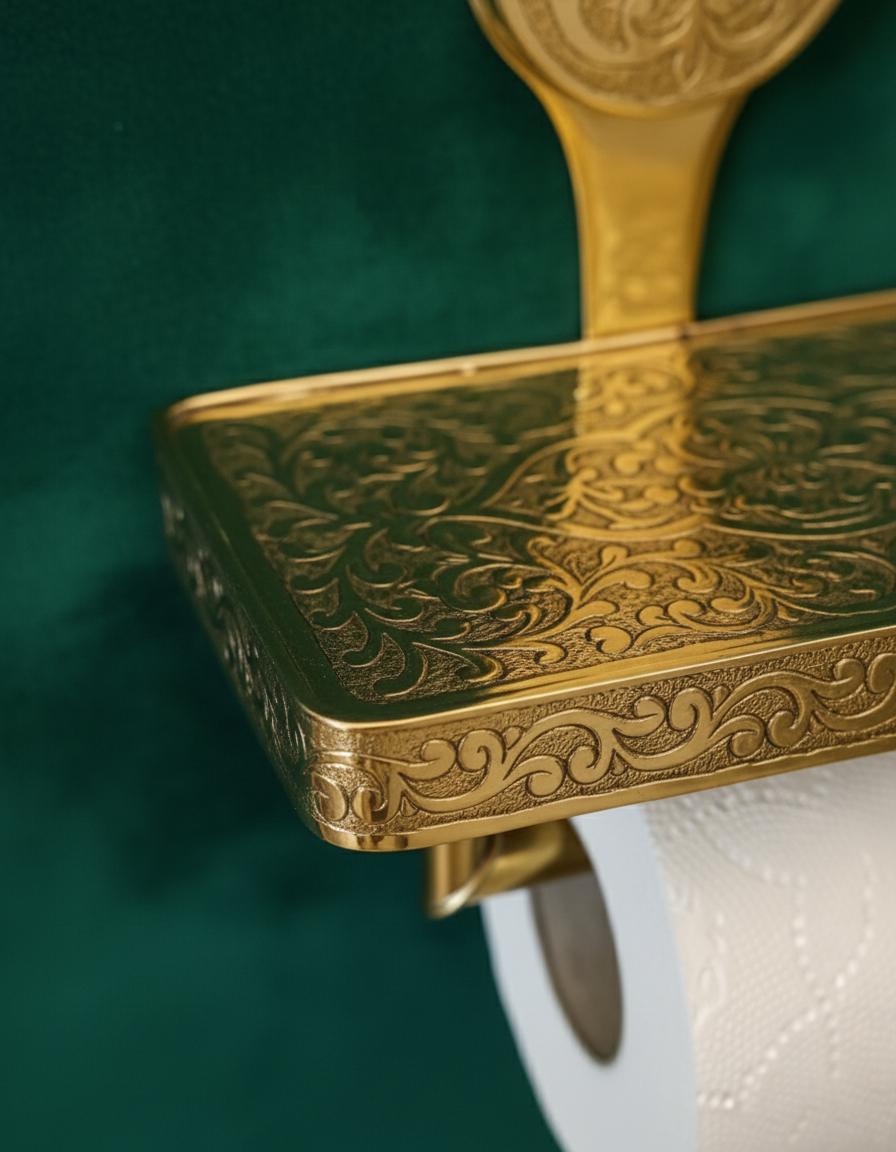 Decorative gold box with intricate patterns on a green background