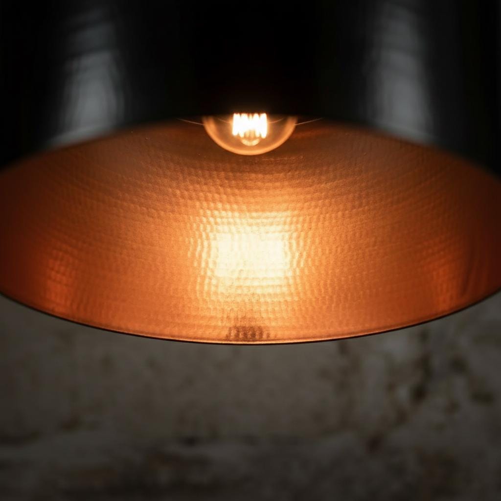 Copper pendant light with a blurred background