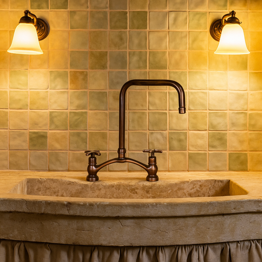 Moroccan Brass Bridge Faucet – Square Spout, moroccan Handmade