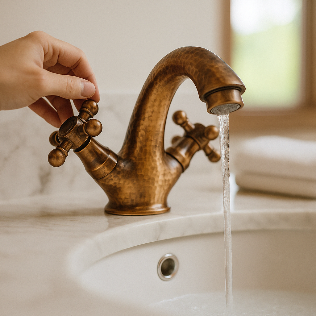 Aged Copper Faucet Bathroom Sink Mixer Tap, Single Hole Mixer Faucet