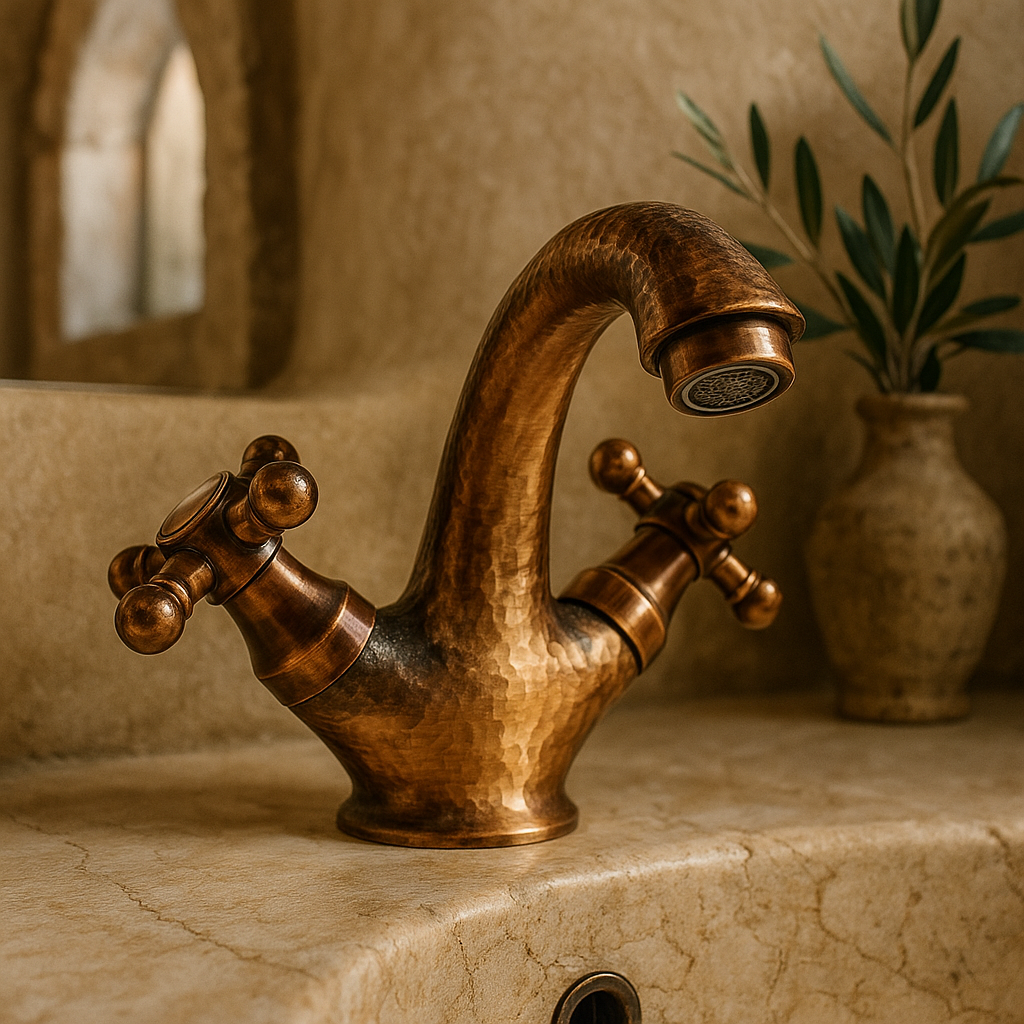 Aged Copper Faucet Bathroom Sink Mixer Tap, Single Hole Mixer Faucet