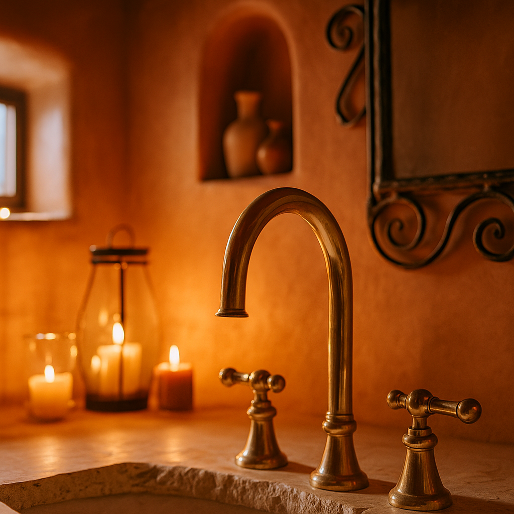 3 Hole Unlacquered Brass Bathroom Faucet, Widespread Brass Bathroom Faucet, Victorian Bathroom Sink Faucet