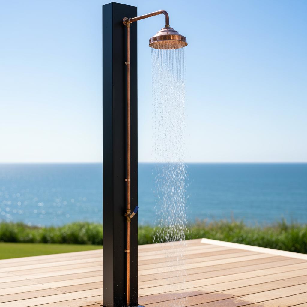 Outdoor shower with ocean view