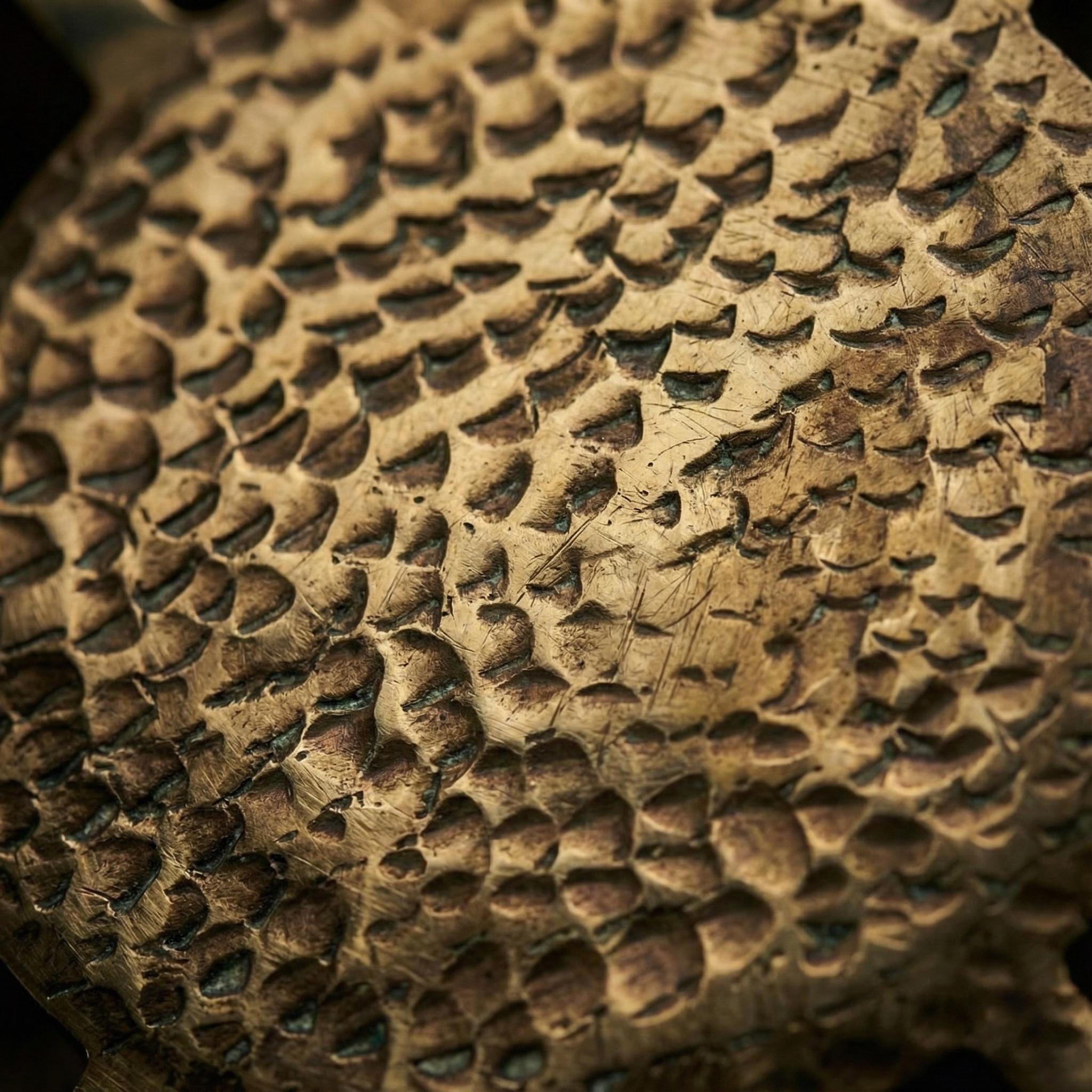 Close-up of a textured wooden surface with intricate patterns