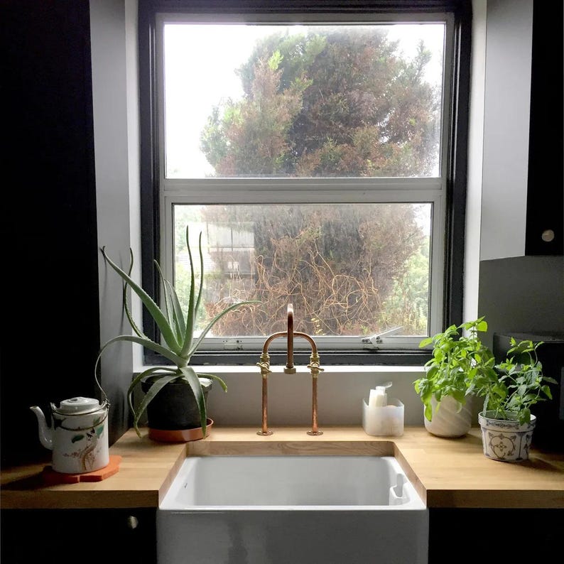Artisan handcrafted copper faucet for farmhouse or loft

