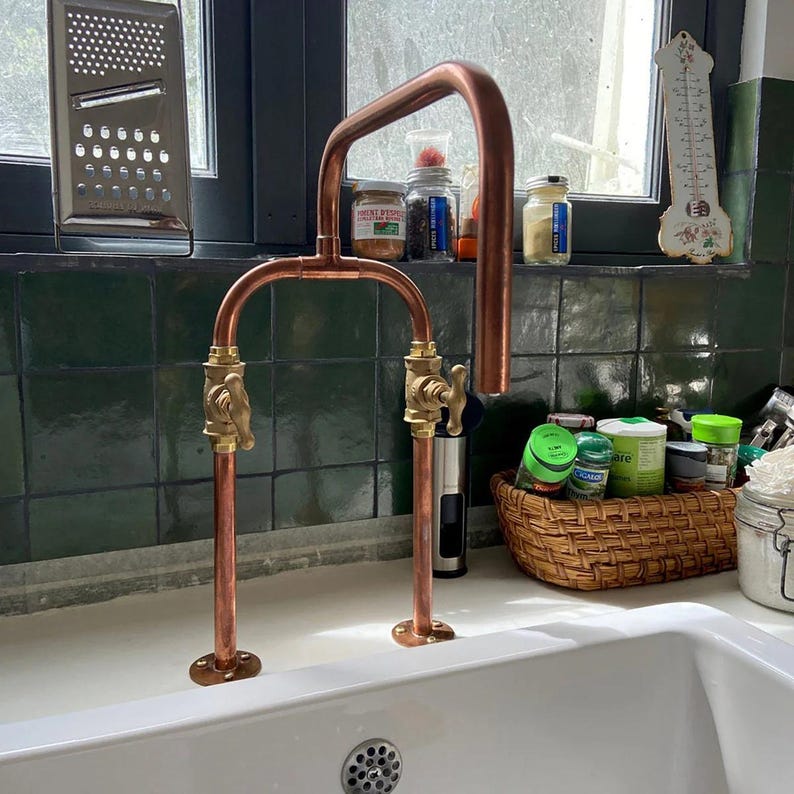 Artisan handcrafted copper faucet for farmhouse or loft

