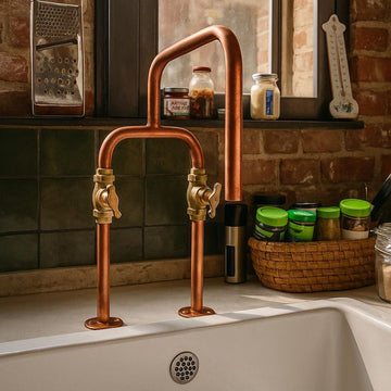 Artisan handcrafted copper faucet for farmhouse or loft

