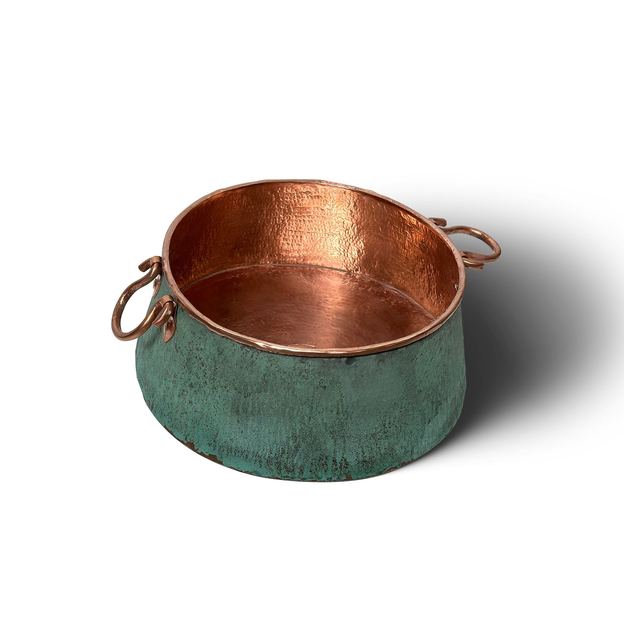 Bucket Vessel Sink Green patina Copper Bathroom Sink with Handles