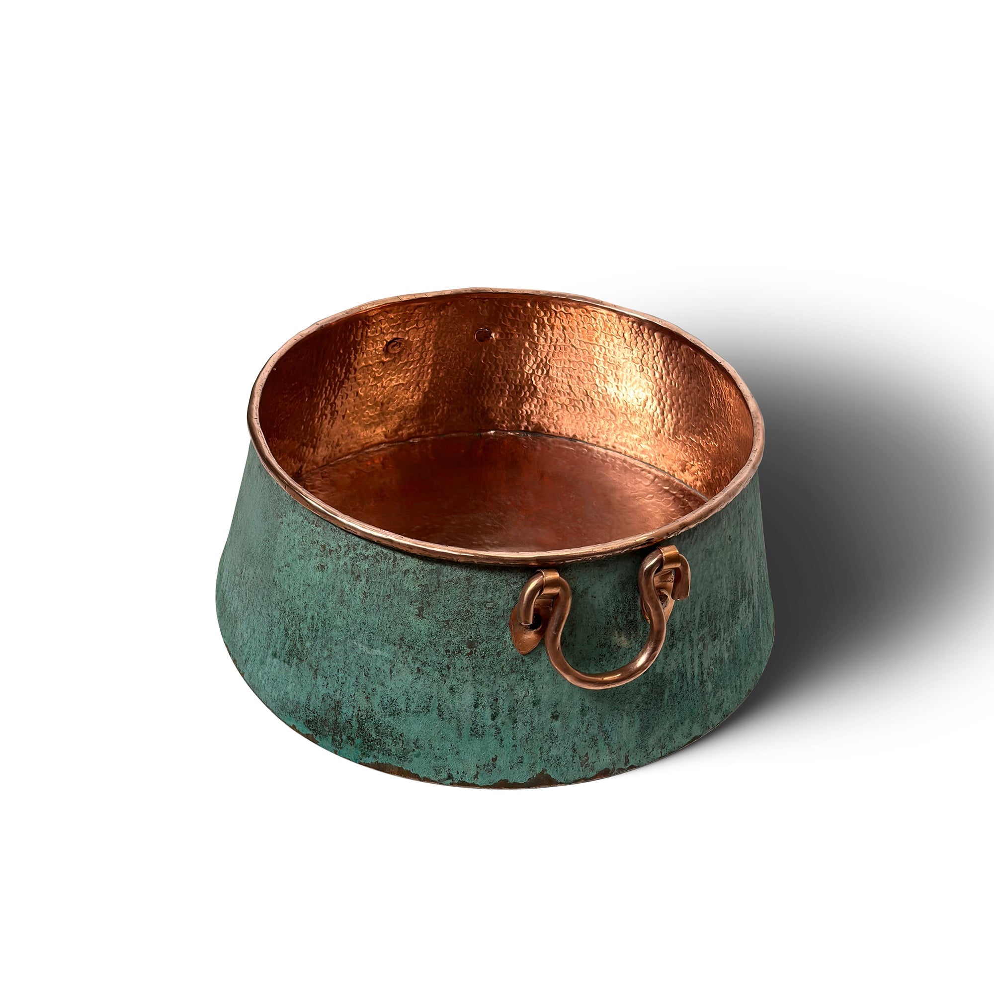 Bucket Vessel Sink Green patina Copper Bathroom Sink with Handles