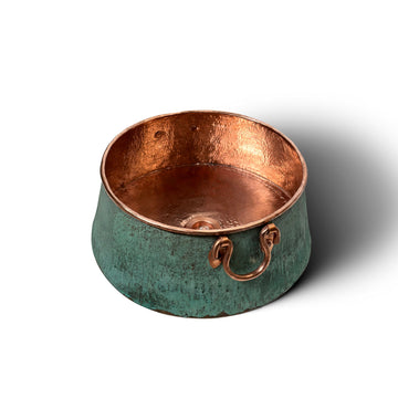 Bucket Vessel Sink Green patina Copper Bathroom Sink with Handles