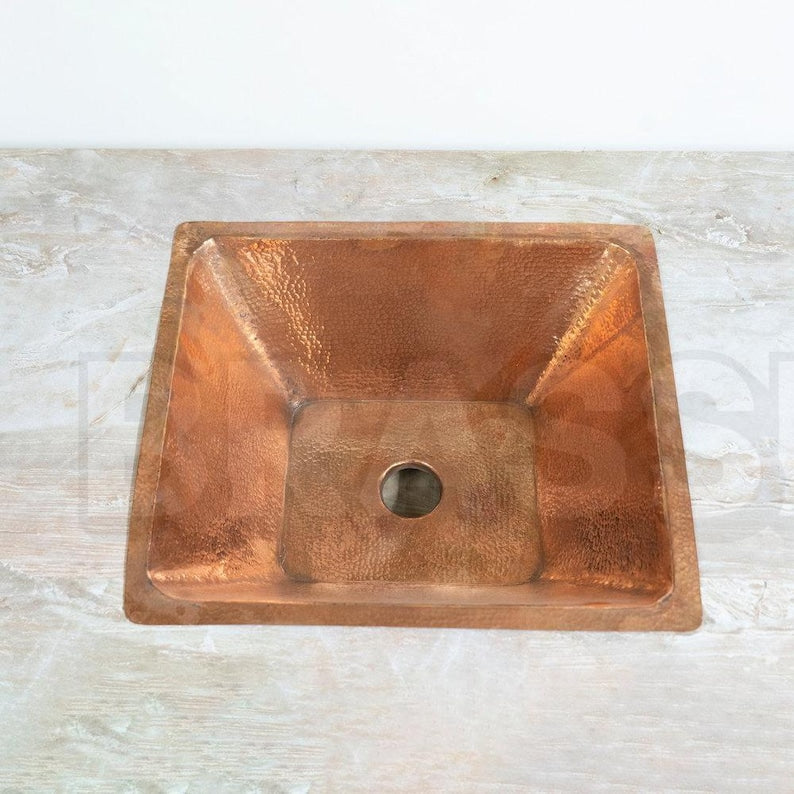 Engraved Moroccan Square Drop-In Bathroom Vessel Sink – Hammered Farmhouse Bathroom Sink Set – Artisan Round Hammered Gold Bathroom Basin
