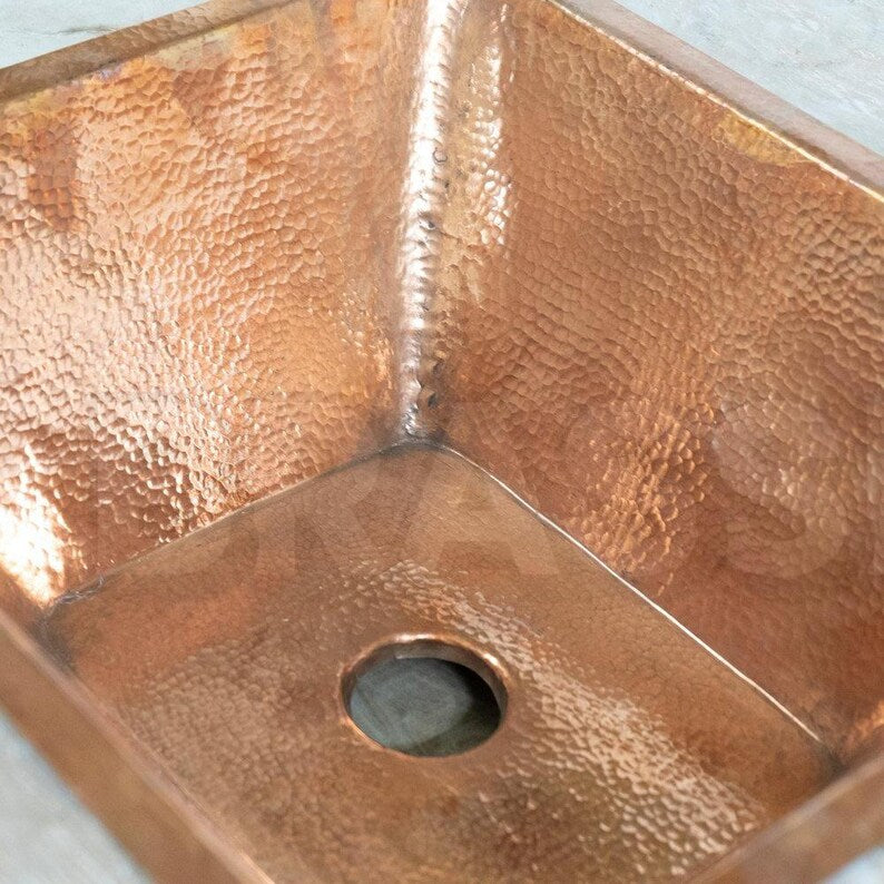 Engraved Moroccan Square Drop-In Bathroom Vessel Sink – Hammered Farmhouse Bathroom Sink Set – Artisan Round Hammered Gold Bathroom Basin
