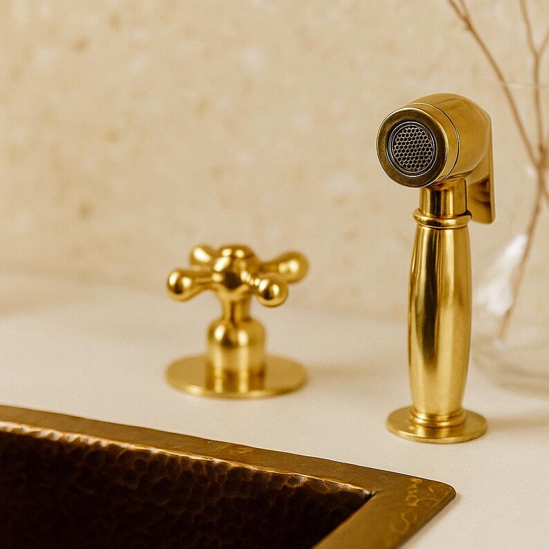 Farmhouse solid brass faucet in polished or unlacquered finish

