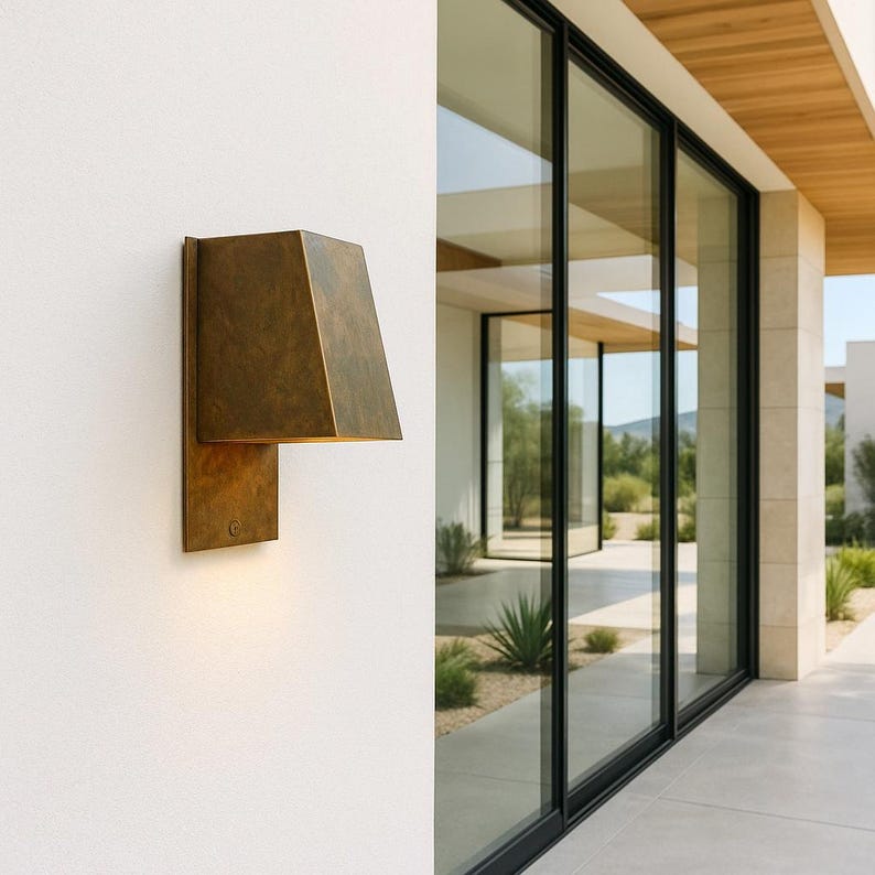 Handmade brass light fixture for modern interiors and gallery walls