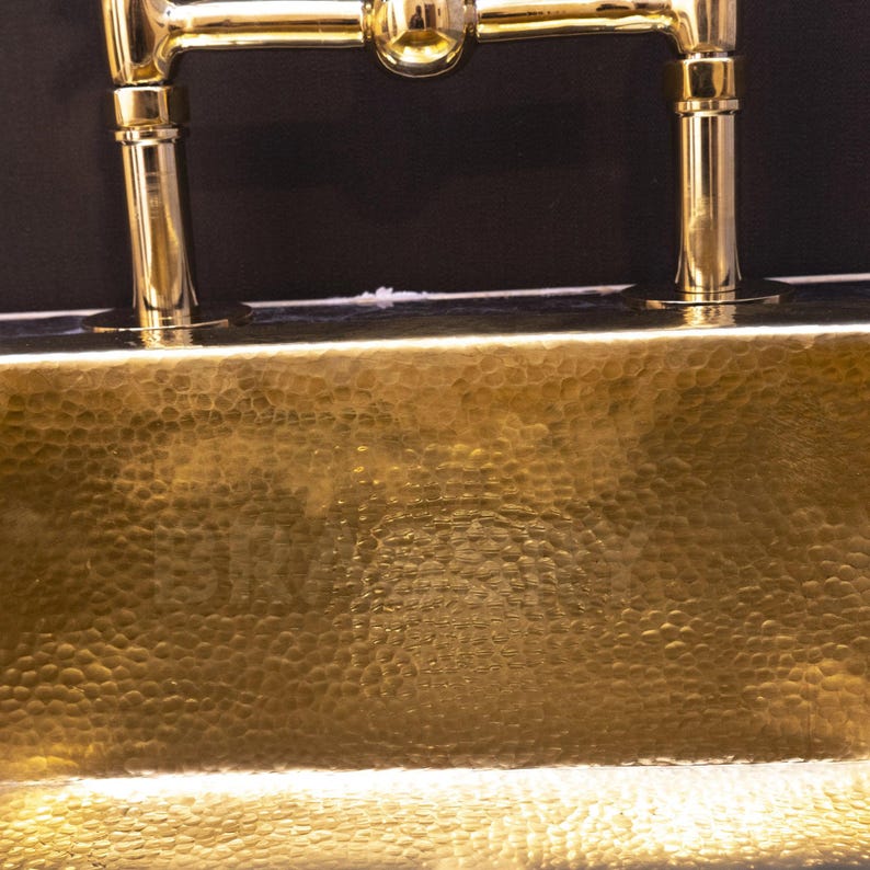 Hand-Hammered Moroccan Brass Bar Sink, Unlacquered Solid Brass Farmhouse Prep Sink for Bar, Kitchen Hammered drop in Sink

