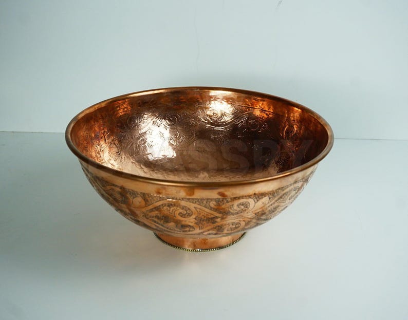 Hand Engraved Copper Vessel Sink, Moroccan Round Bathroom Countertop Basin, Rustic Antique Style, Handmade Brass Bowl for Vanity Decor
