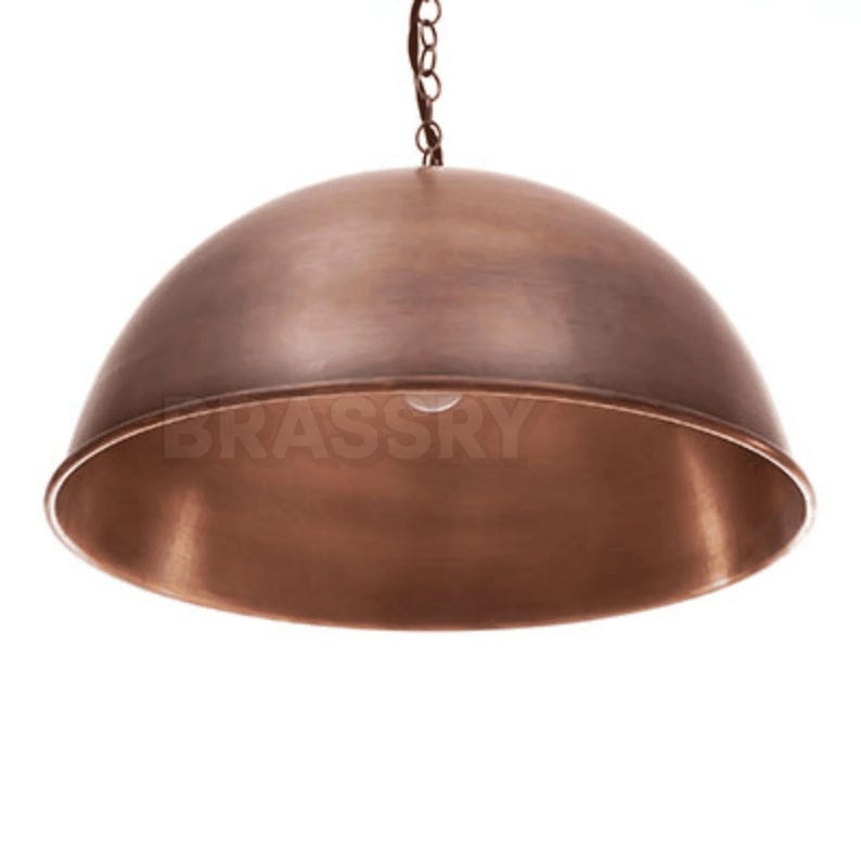 Handcrafted Moroccan hammered copper pendant light with aged finish for kitchen, dining room, and boho decor

