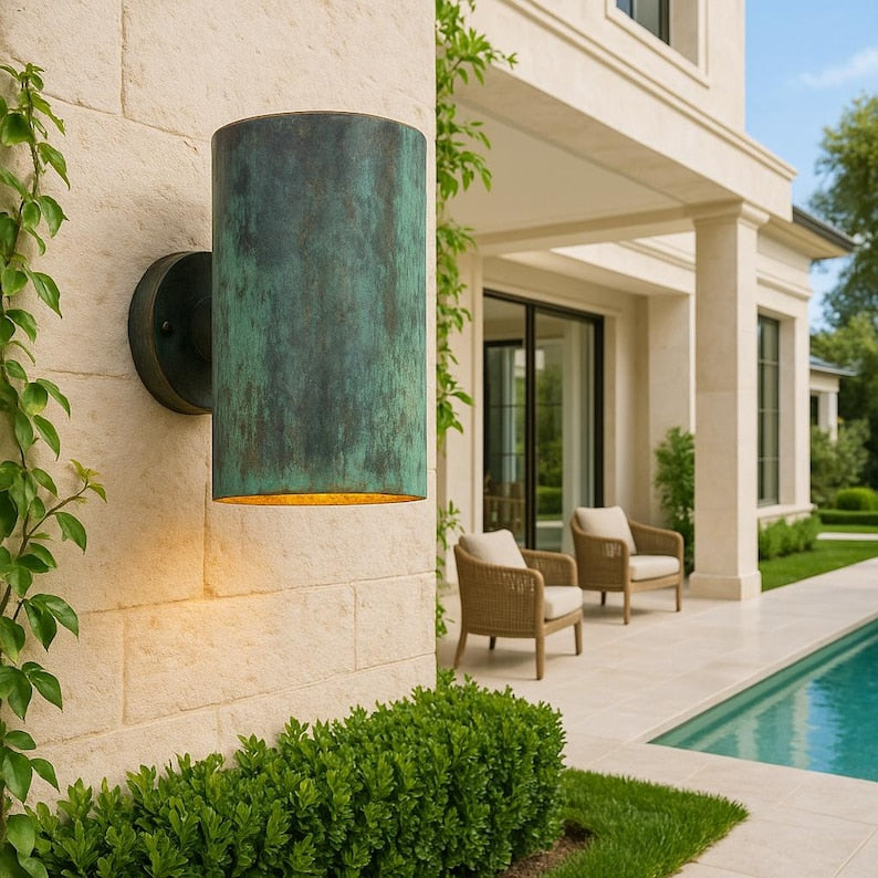 Handcrafted Copper Outdoor Wall Sconce – Rustic Cylinder Light