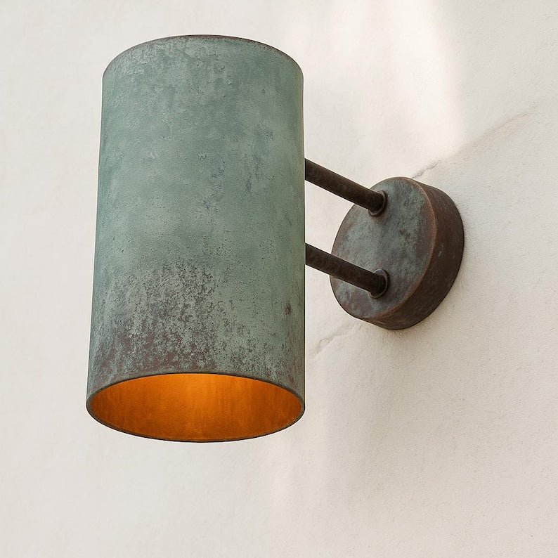 Handcrafted Copper Outdoor Wall Sconce – Rustic Cylinder Light