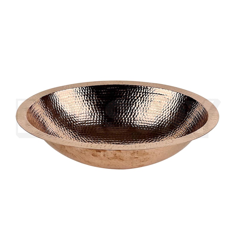 Handcrafted Moroccan Oval Copper Bathroom Vessel Sink – Hammered Drop-In Vanity Basin with Antique Finish