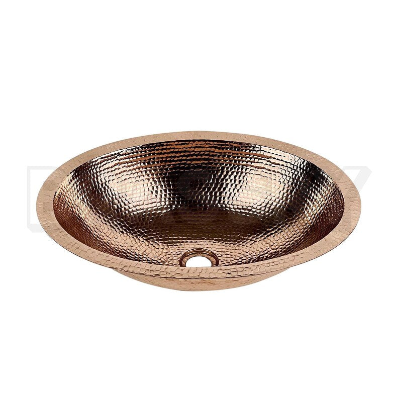 Handcrafted Moroccan Oval Copper Bathroom Vessel Sink – Hammered Drop-In Vanity Basin with Antique Finish