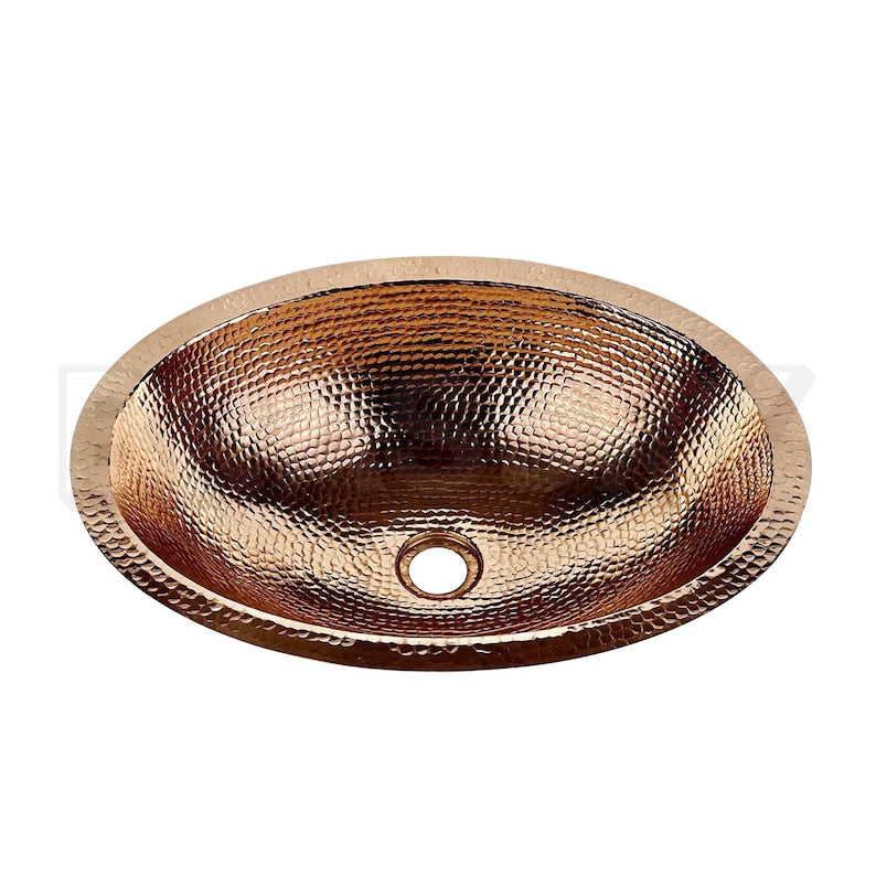 Handcrafted Moroccan Oval Copper Bathroom Vessel Sink – Hammered Drop-In Vanity Basin with Antique Finish