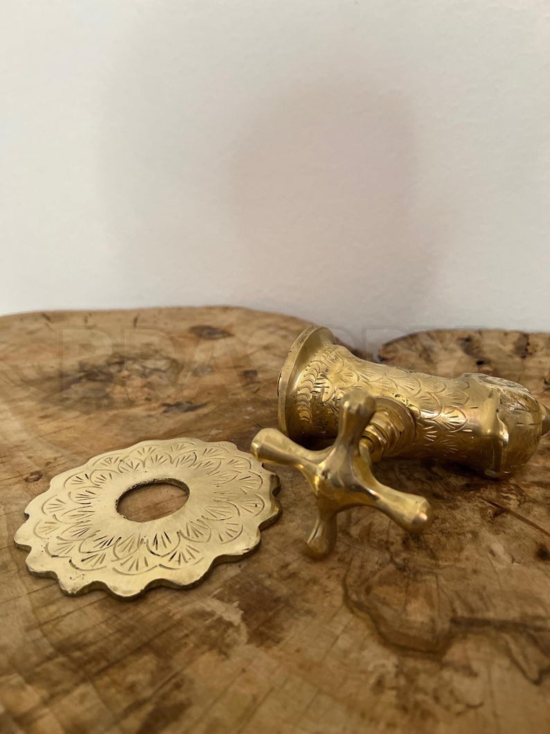 Handcrafted Moroccan Unlacquered Brass Fish-Shaped Wall-Mount Faucet – Vintage Solid Brass Tap for Bathroom, Kitchen, or Garden
