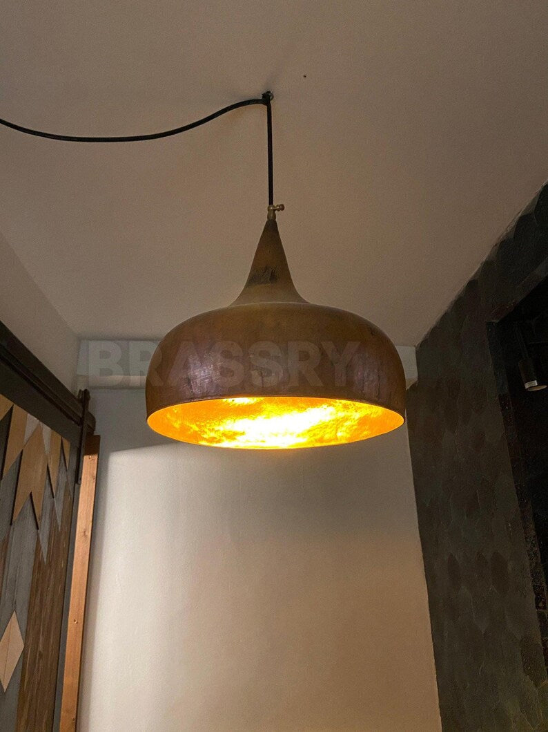 Handcrafted Moroccan hammered copper pendant light in 6 sizes, aged copper finish, ideal for kitchen islands, boho and rustic interiors