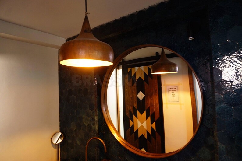 Handcrafted Moroccan hammered copper pendant light in 6 sizes, aged copper finish, ideal for kitchen islands, boho and rustic interiors


