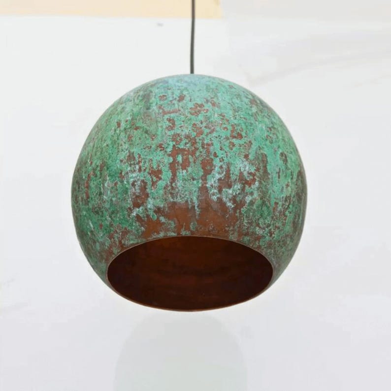 Handcrafted Moroccan hammered copper pendant light with aged finish for kitchen, dining room, and boho decor

