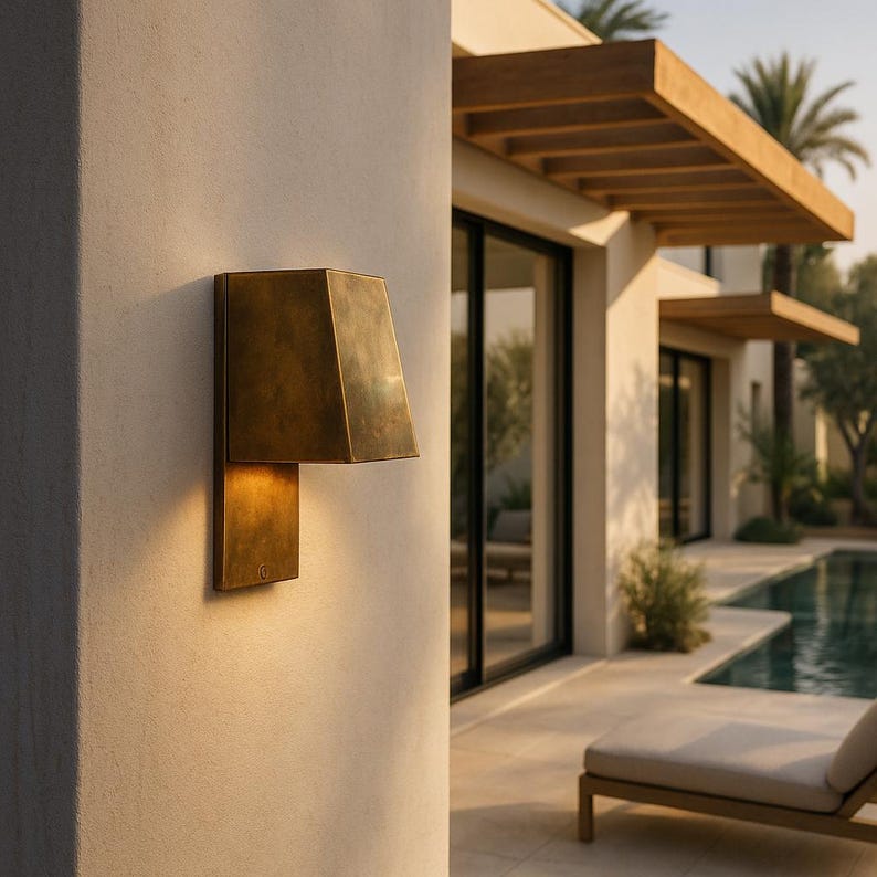Handmade brass light fixture for modern interiors and gallery walls