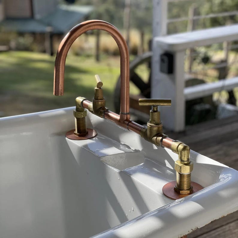 Handmade copper & brass faucet rustic farmhouse style

