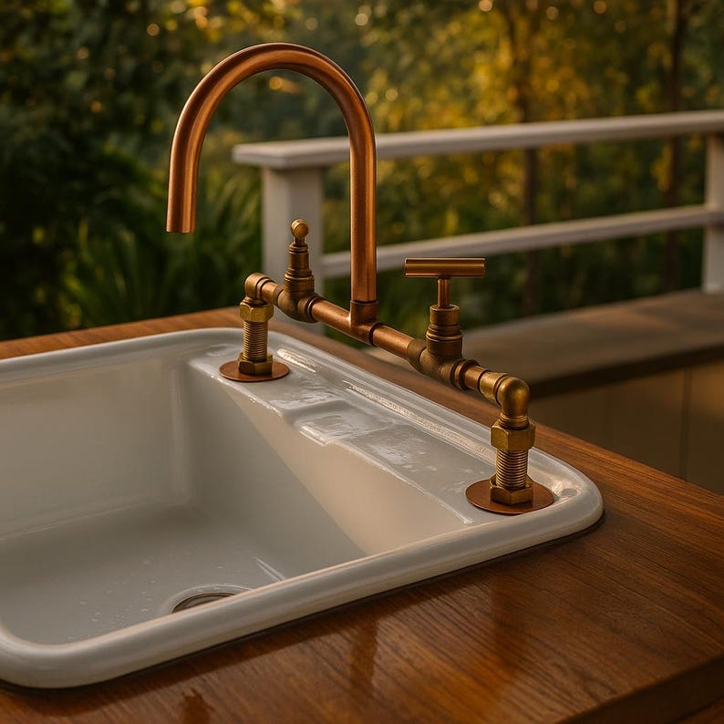 Handmade copper & brass faucet rustic farmhouse style

